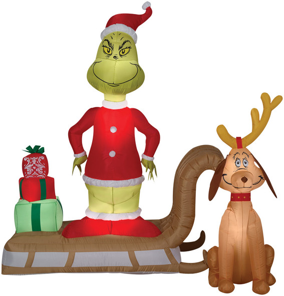 Airblown Inflatable Grinch And Max On Sled