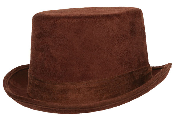 Faux Suede Top Hat Adult Brown