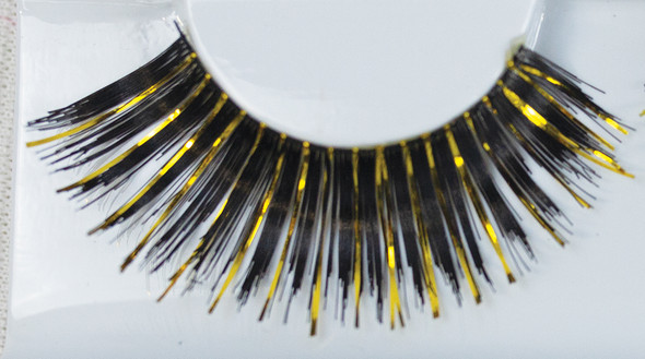 Women's Eyelashes Black/Gold Tinsel