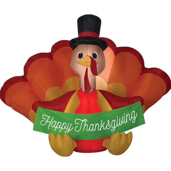 5' Airblown Inflatable Turkey With Banner