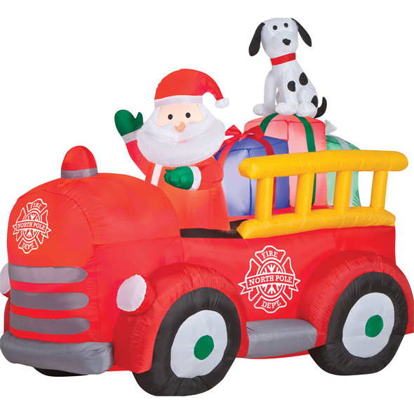 Airblown Inflatable Santa Driving Fire Truck