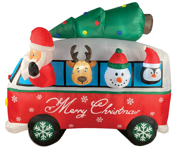 7' Airblown Inflatable Santa Vintage Van