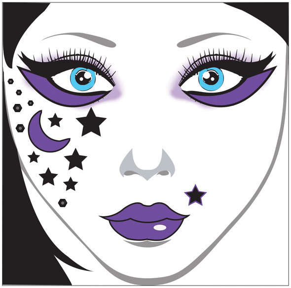 Face Decal Moon Stars Adult