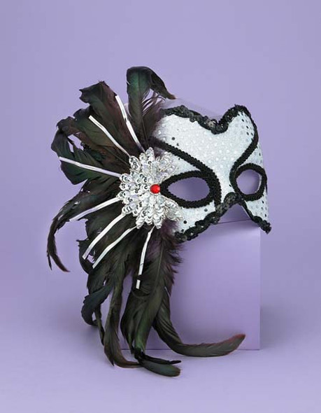 Women's White & Black Venetian Mask