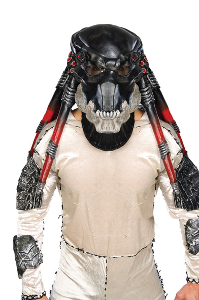 Deluxe Black Predator Overhead Latex Mask-Alien Vs. Predator Adult