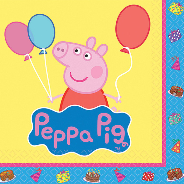 5" Peppa Pig Beverage Napkins-Pack Of 16