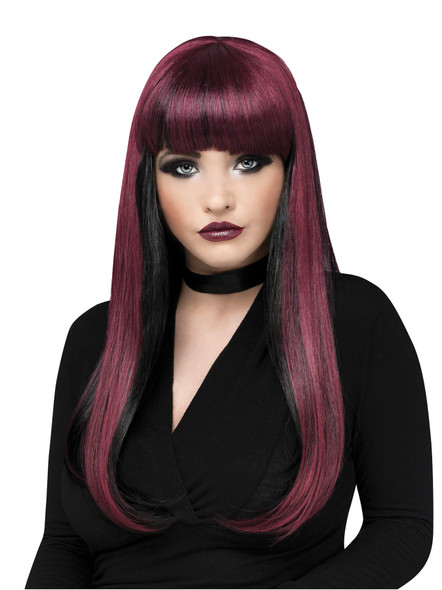 Women's Wig Natural Neon Black/Burgundy