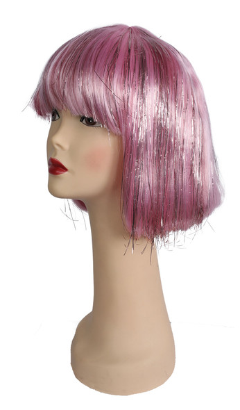 Women's Wig China Doll Light Pink With Pink Tinsel