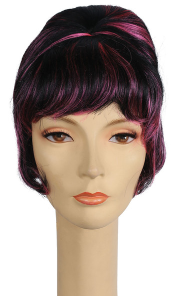 Women's Wig Spit Curl Black/Pink Kap