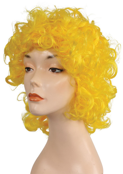 Women's Wig Curly Clown Deluxe Yellow Kaf2