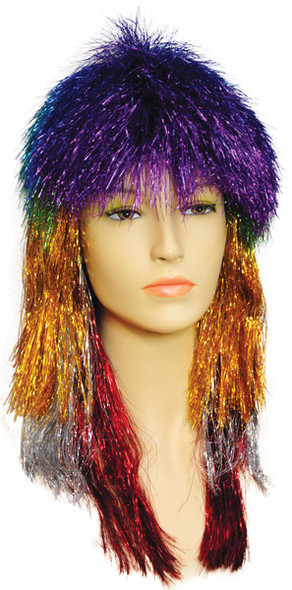 Women's Wig Punk Long Tinsel Rainbow