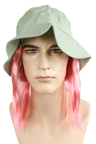 Men's Wig Clown Tramp With Hat Light Pink