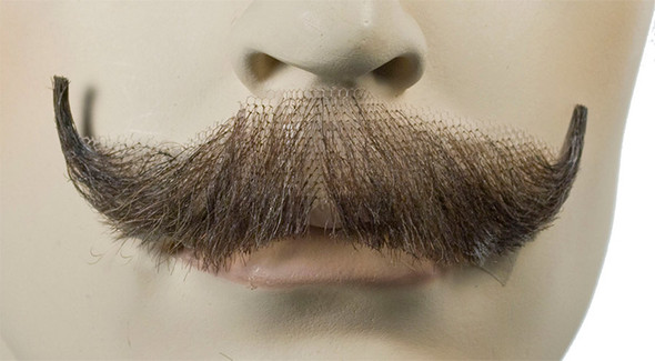 Men's Mustache English Human Hair Dark Brown/Gray 56