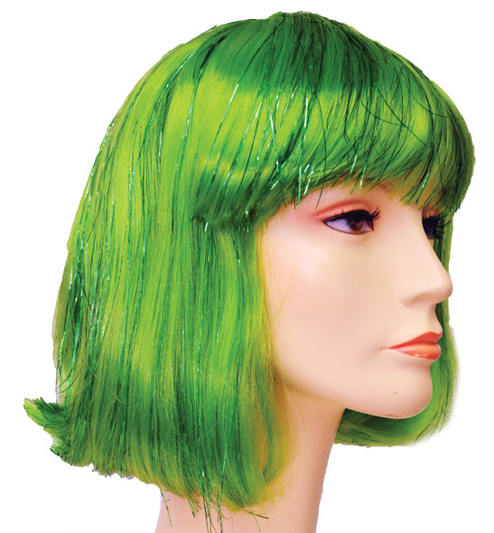 Women's Wig China Doll Bargain Green With Green Tinsel