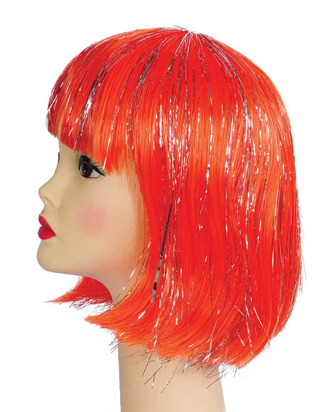 Women's Wig China Doll Bargain Orange With Silver Tinsel
