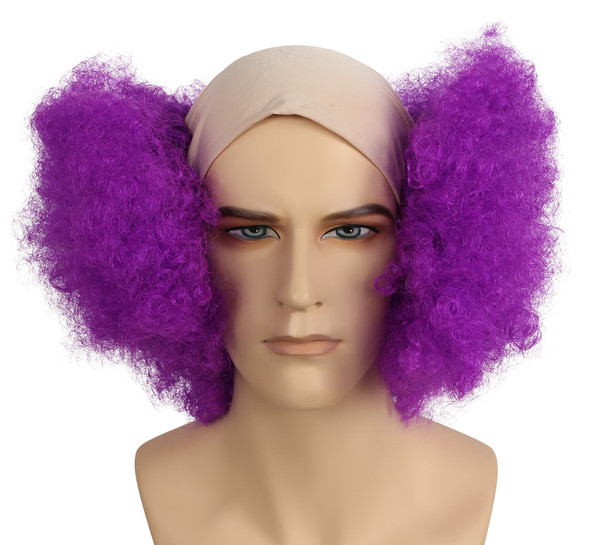 Men's Wig Bald Curly Clown Fl Front Dark Purple