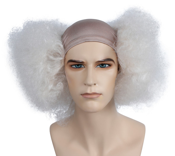 Men's Wig Bald Curly Clown Fl Front White