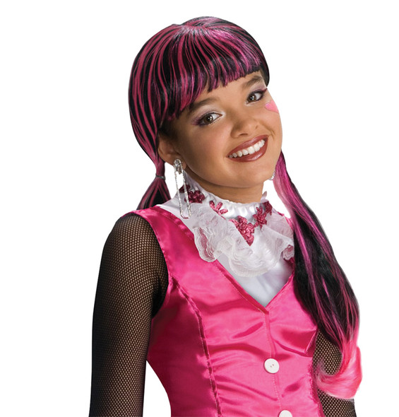 Girl's Pink & Black Draculaura Wig-Monster High Child Costume