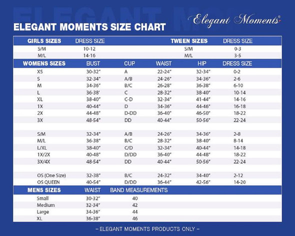 Elegant Moments Costumes Size Chart