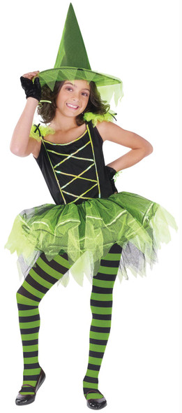 Girl's Ballerina Witch Green Child Costume