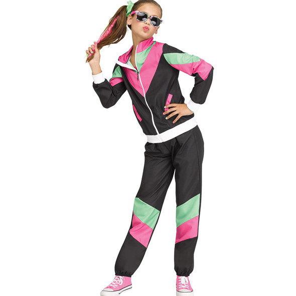 Girl's 80's Track Suit Child Costume
