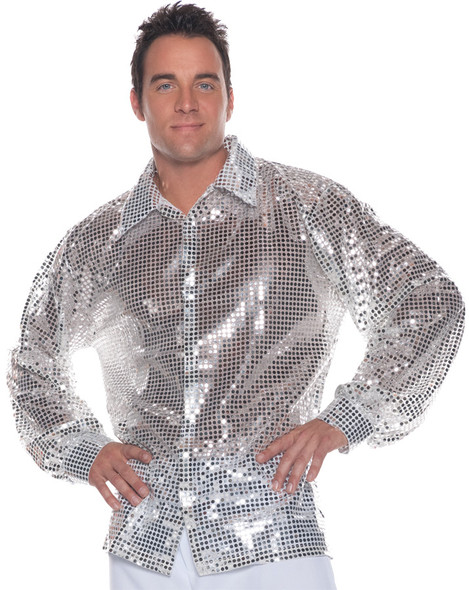 Men's Silver Sequin Shirt Adult Costume