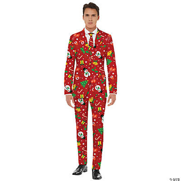 Men's Red Icon Christmas Suit Adult Costume