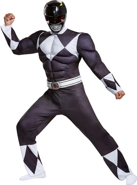 Men's Black Ranger Classic Muscle-Mighty Morphin Adult Costume