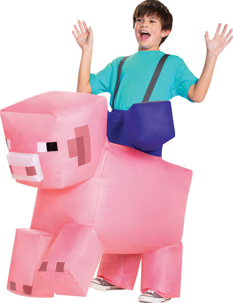 Boy's Minecraft Pig Ride On Inflatable Child Costume