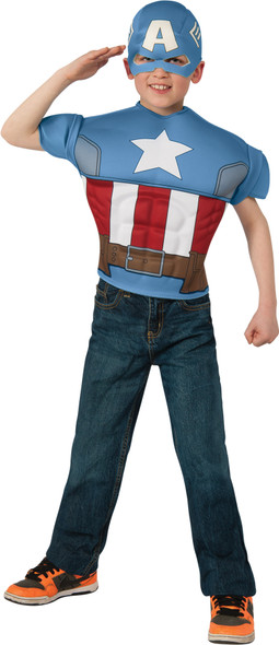 Boy's Captain America T-Shirt & Mask Set Child Costume