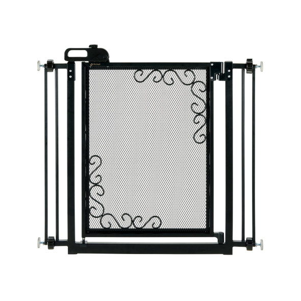 One-Touch Metal Mesh Pet Gate in Black