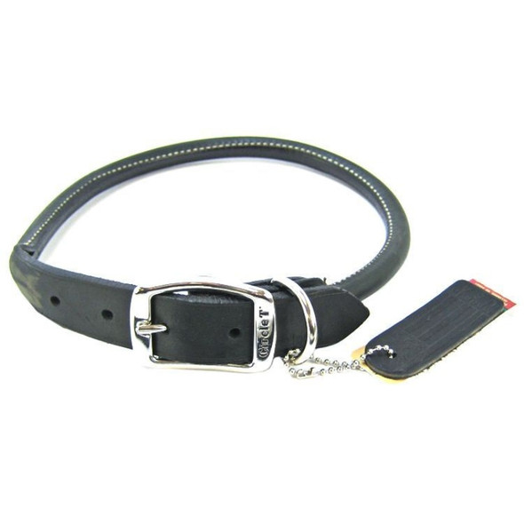 Circle T Pet Leather Round Collar - Black - 22" Neck