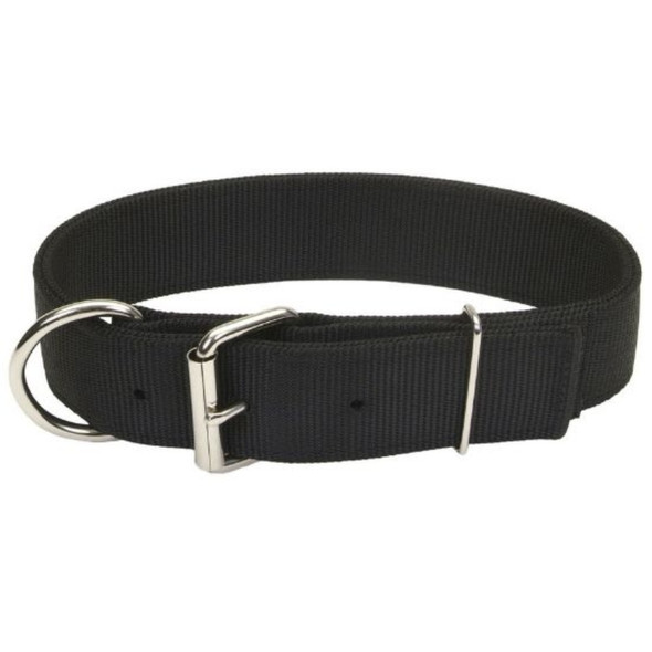 Coastal Pet Macho Dog Double-Ply Nylon Collar with Roller Buckle 1.75" Wide Black - 26"Long