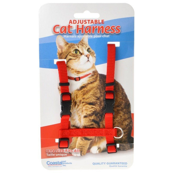 Tuff Collar Nylon Adjustable Cat Harness - Red - Girth Size 10in.-18in.