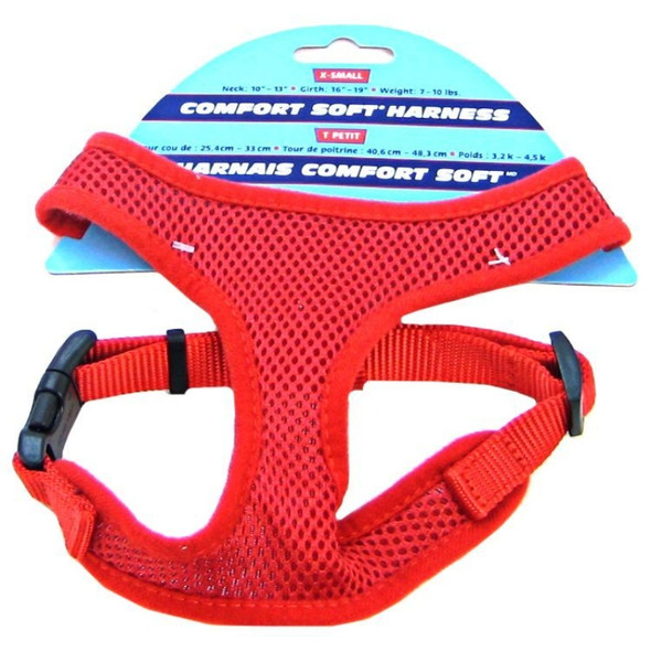 Coastal Pet Comfort Soft Adjustable Harness - Red - Small - 5/8" Wide (Girth Size 19"-23")