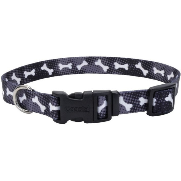 Coastal Pet Styles Nylon Adjustable Dog Collar Black Bones 1" W x 18-26" Long - 1 count