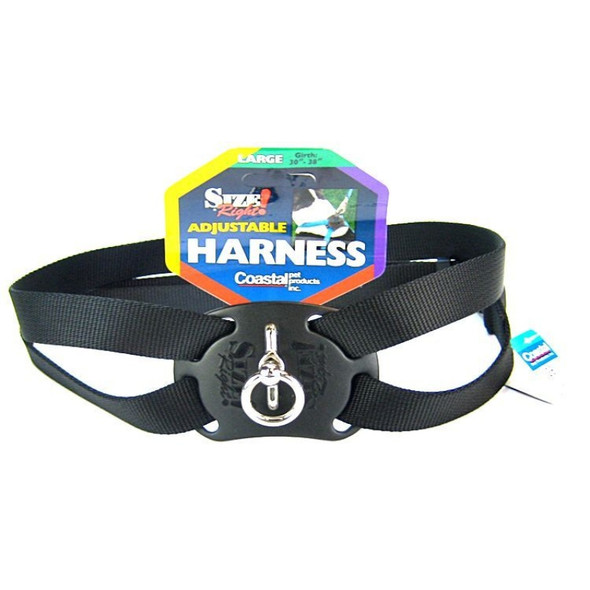 Coastal Pet Size Right Nylon Adjustable Harness - Black - Large (Girth Size 28"-36")