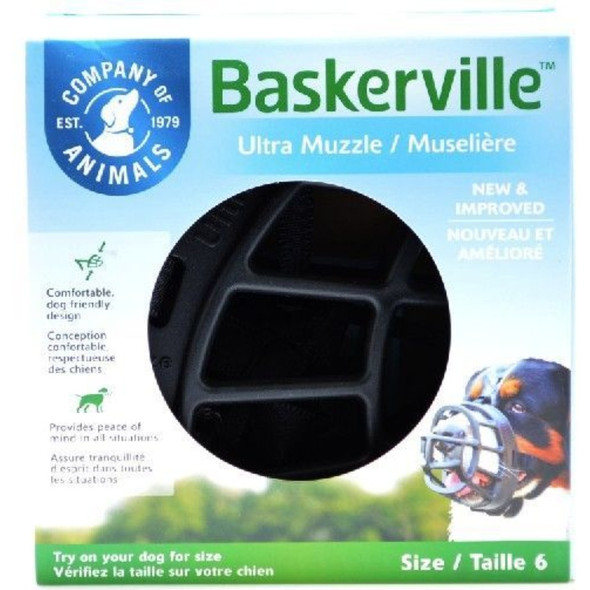 Baskerville Ultra Muzzle for Dogs - Size 6 - Dogs 80-150 lbs - (Nose Circumference 16")