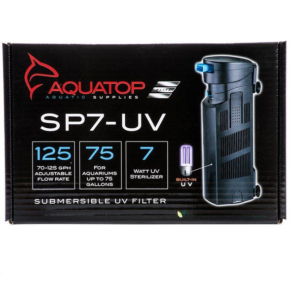 Aquatop Submersible UV Filter with Pump - 7 Watts - 126 GPH - Aquariums up to 75 Gallons - (10"L x 3.5"W)