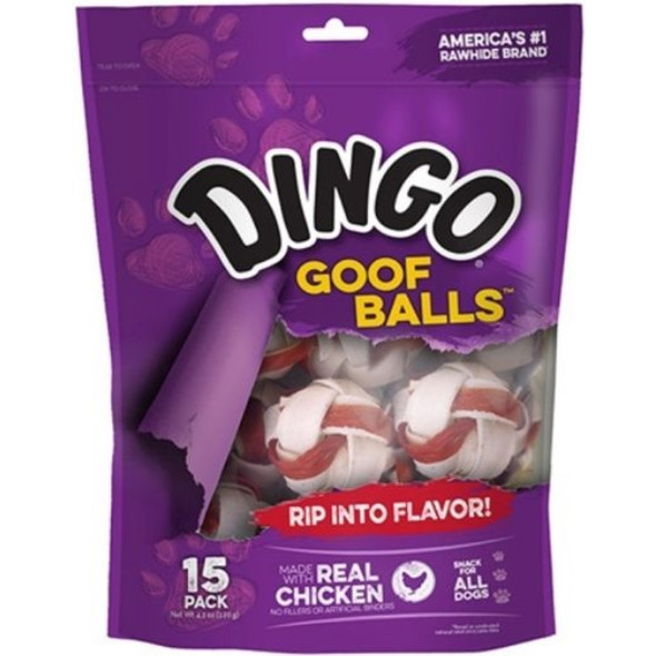 Dingo Goof Balls Chicken & Rawhide Chew - Small - 1"(15 Pack)