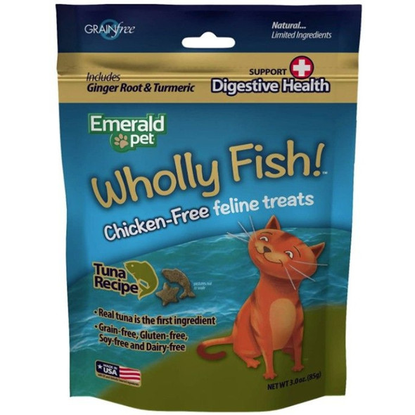 Emerald Pet Wholly Fish! Digestive Health Cat Treats Tuna Recipe - 3 oz