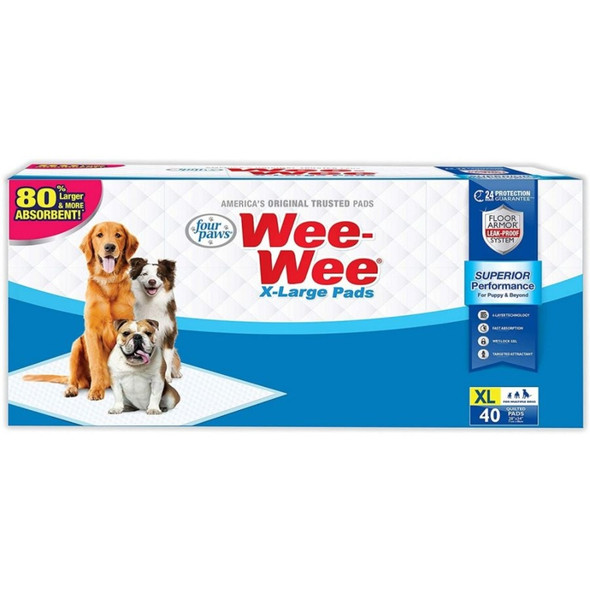 Four Paws X-Large Wee Wee Pads - 40 Pack (28" Long x 30" Wide)