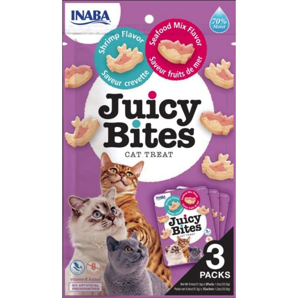 Inaba Juicy Bites Cat Treat Shrimp and Seafood Mix Flavor - 3 count