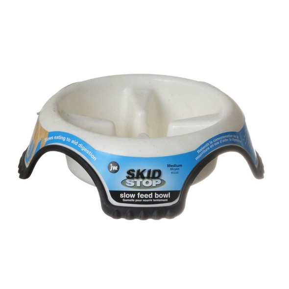 JW Pet Skid Stop Slow Feed Bowl - Medium - 8.5" Wide x 2.5" High (3.75 cups)