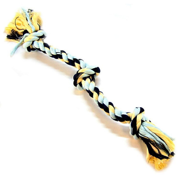 Flossy Chews Colored 3 Knot Tug Rope - Medium - 20" Long