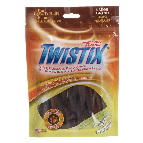 Twistix Wheat Free Dog Treats - Peanut Butter & Carob Flavor - Large - For Dogs 30 lbs & Up - (5.5 oz)