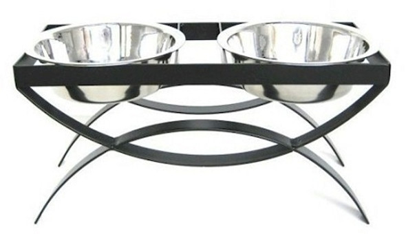 SeeSaw Double Elevated Dog Bowl - Small/Black