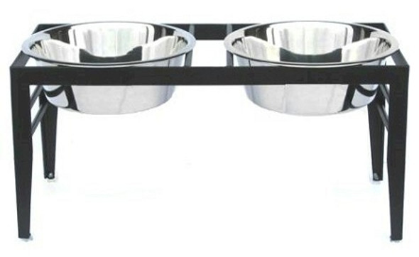 Chariot Double Elevated Dog Bowl - Small/Black