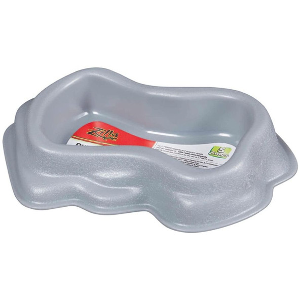 Zilla Decor Durable Dish for Reptiles Grey - Small (6"L x 5"W x 2.5"H)