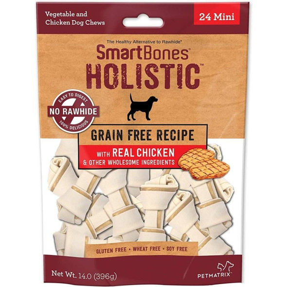 SmartBones Holistic Dog Chews - Chicken - Mini - 24 Pack - (Dogs 5-10 lbs)